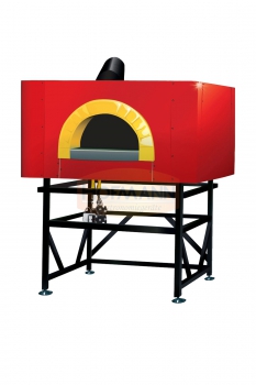 Gasofen, vormontiert, 7 Pizzen, mit rotierender Monoblock Backfläche, Innenmaße 1300x1300x320, Außenmaße 1500x1500x1900